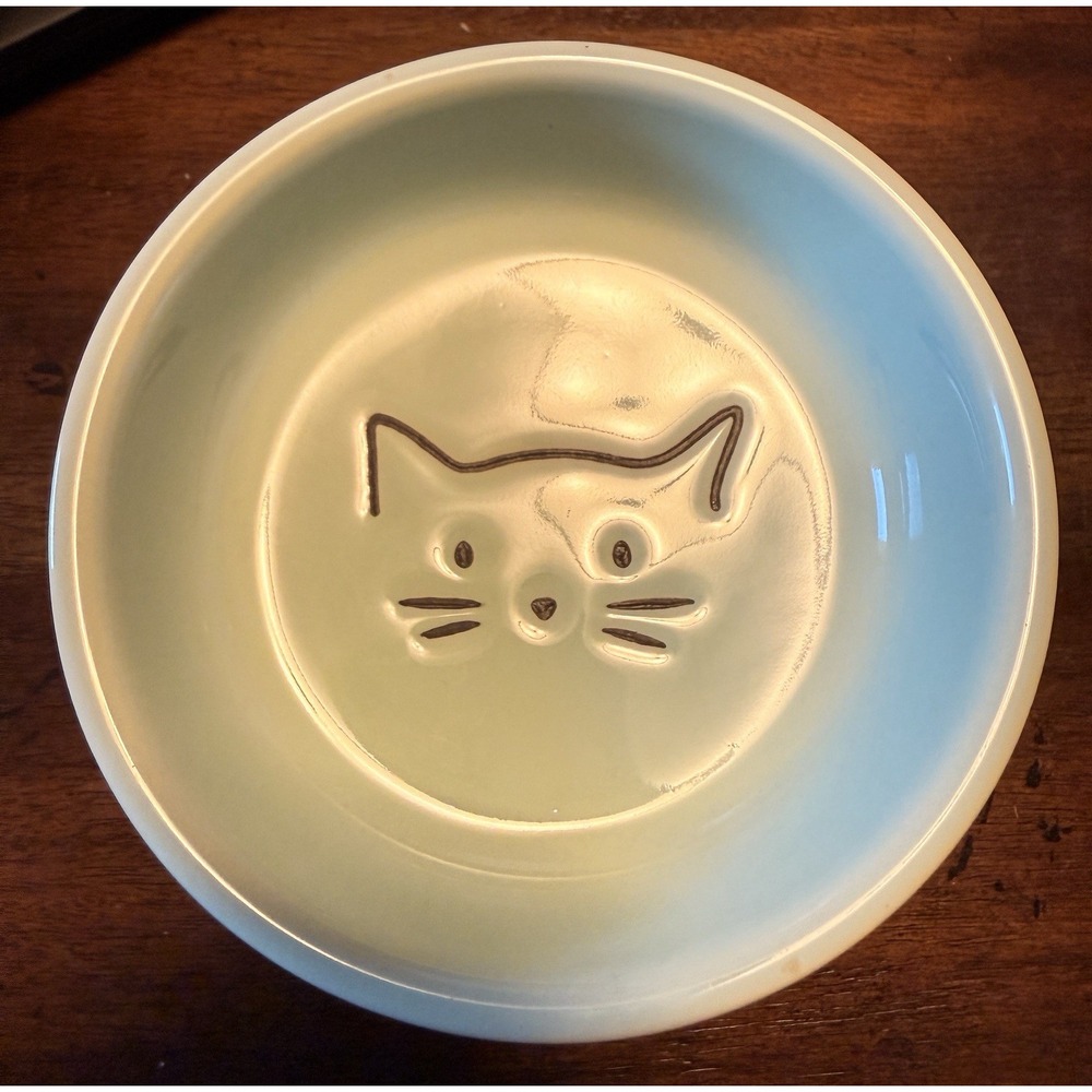 Signature Housewares Elevated Cat Bowl GREEN Food/Water Dish Small